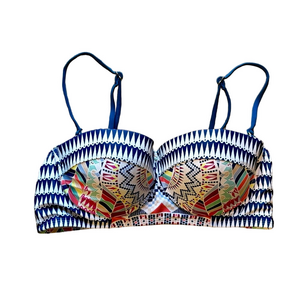 Macy’s Bar III Aztec Sunset print Bikini Top L